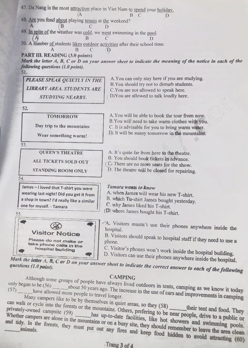 Đề thi tuyển sinh lớp 10 môn Anh Lào Cai 2024