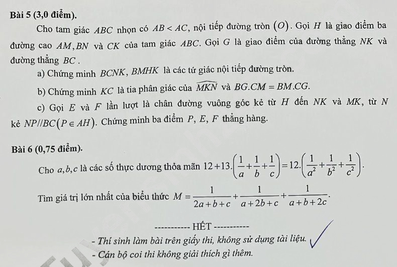 Đề thi vào 10 môn Toán Hải Phòng 2024