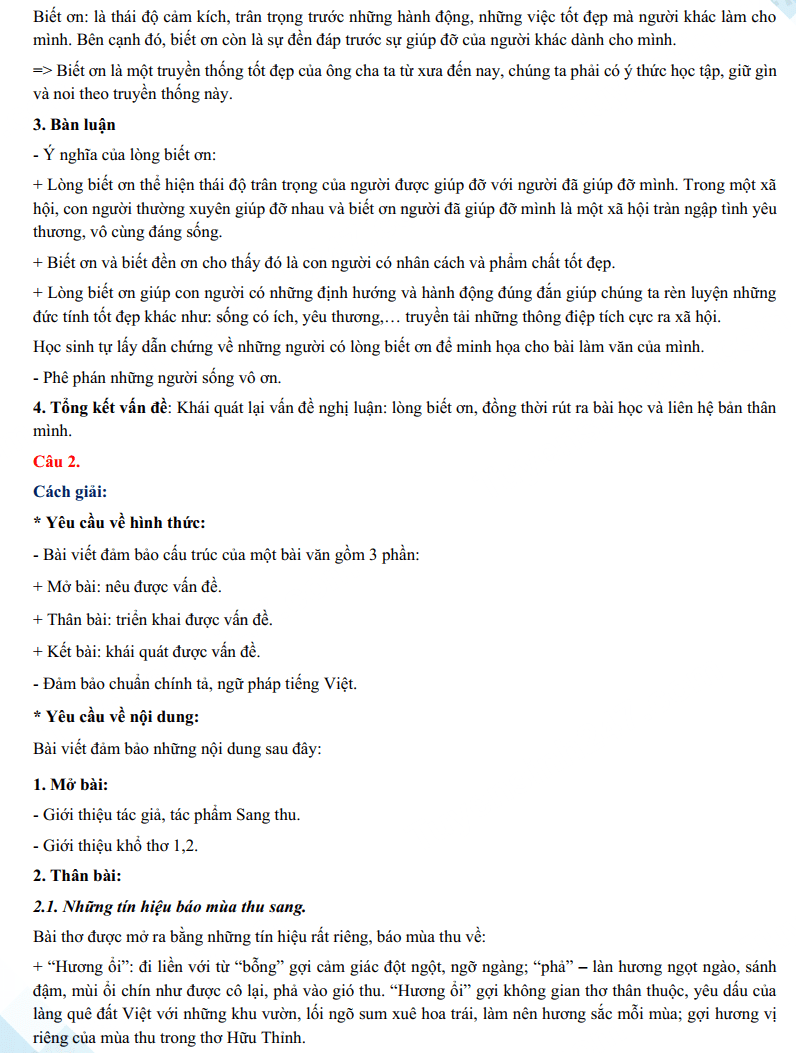 Đáp án đề thi tuyển sinh lớp 10 môn Văn Hà Tĩnh 2024-2025