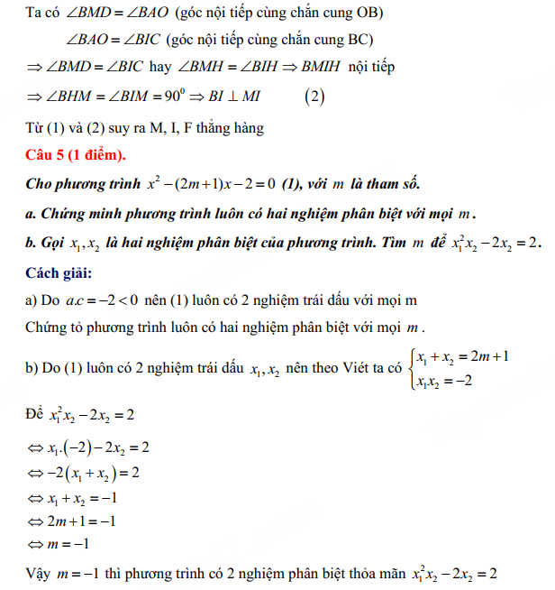 Đáp án đề Toán tuyển sinh lớp 10 năm 2024 Trà Vinh