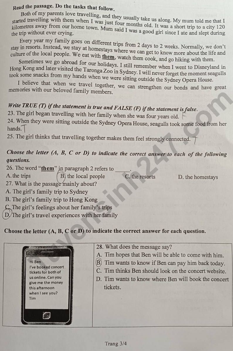 Đề thi tuyển sinh lớp 10 môn Anh Đồng Nai 2024-2025