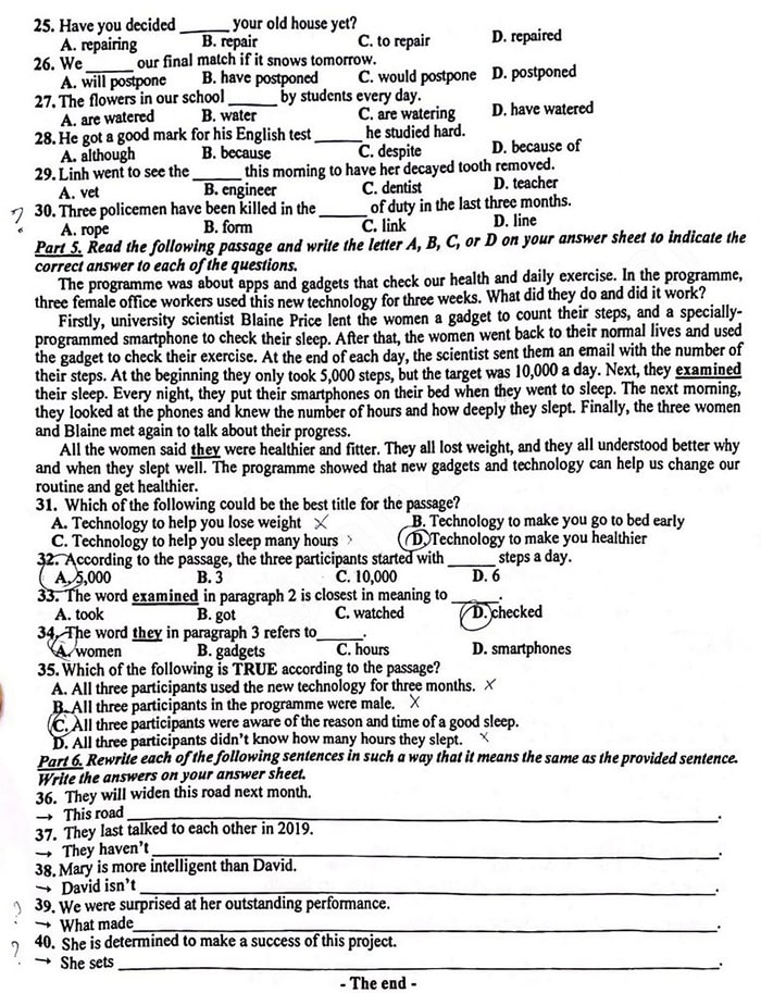 Đề thi tuyển sinh lớp 10 môn Anh Hà Tĩnh 2024