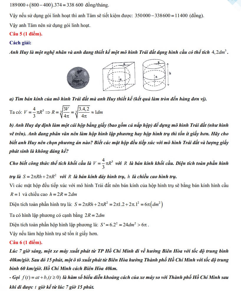 Đáp án đề thi tuyển sinh lớp 10 môn Toán thành phố Hồ Chí Minh 2024