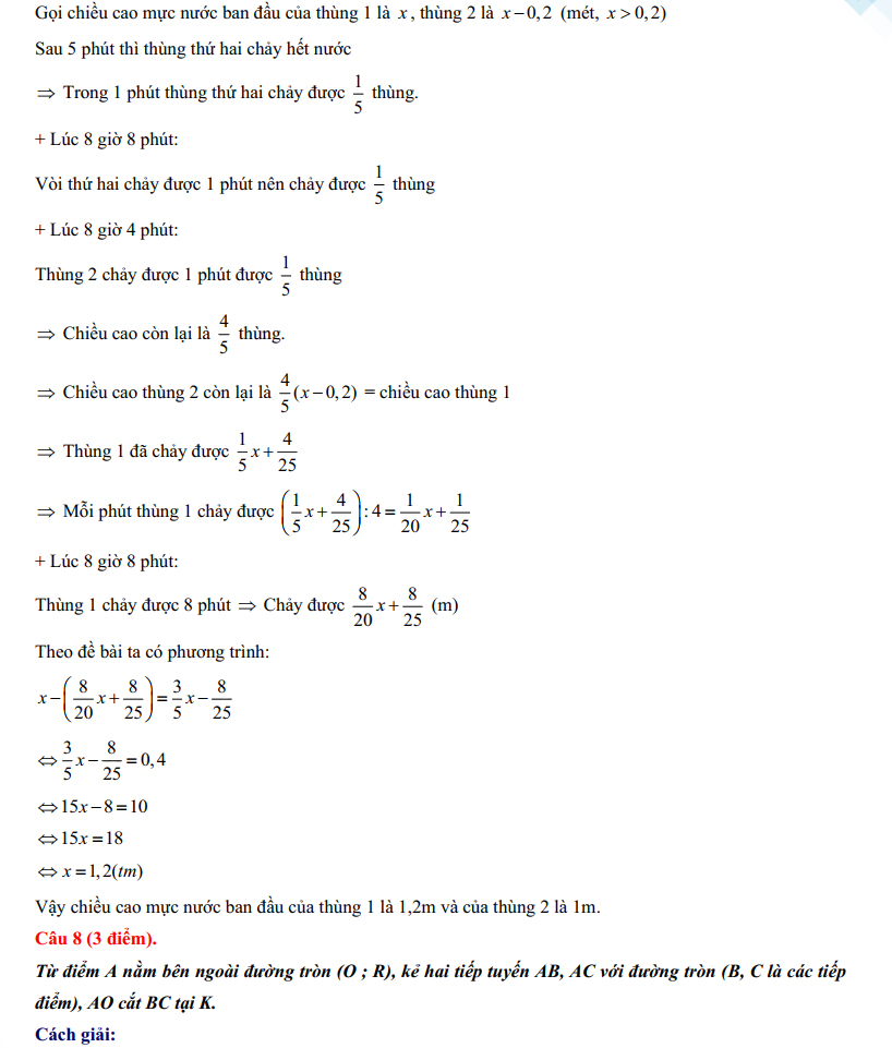 Đáp án đề thi tuyển sinh lớp 10 môn Toán thành phố Hồ Chí Minh 2024