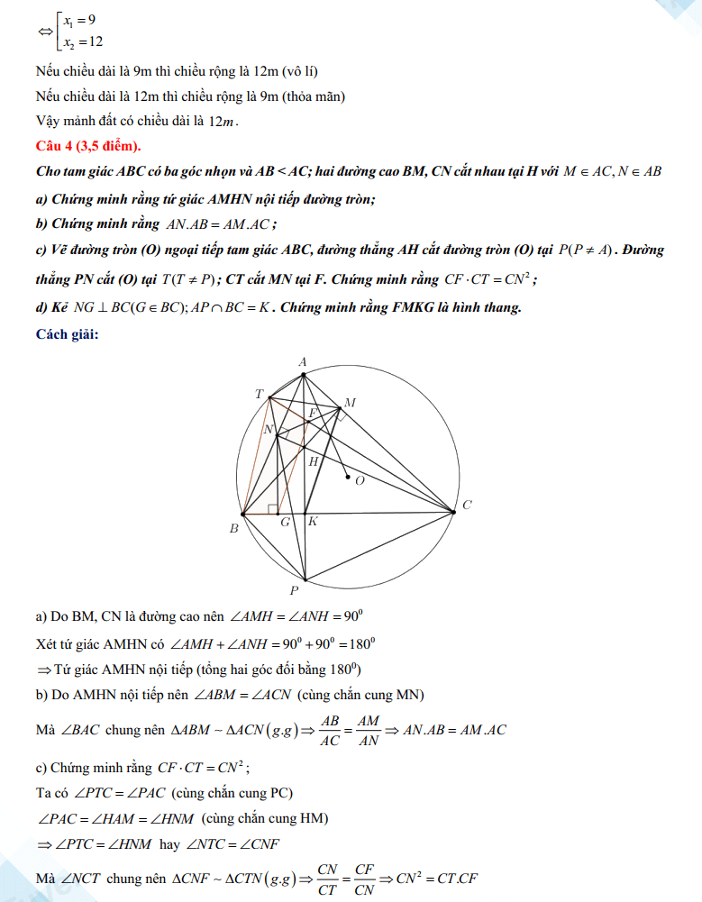 Đáp án đề thi vào 10 Lạng Sơn 2024