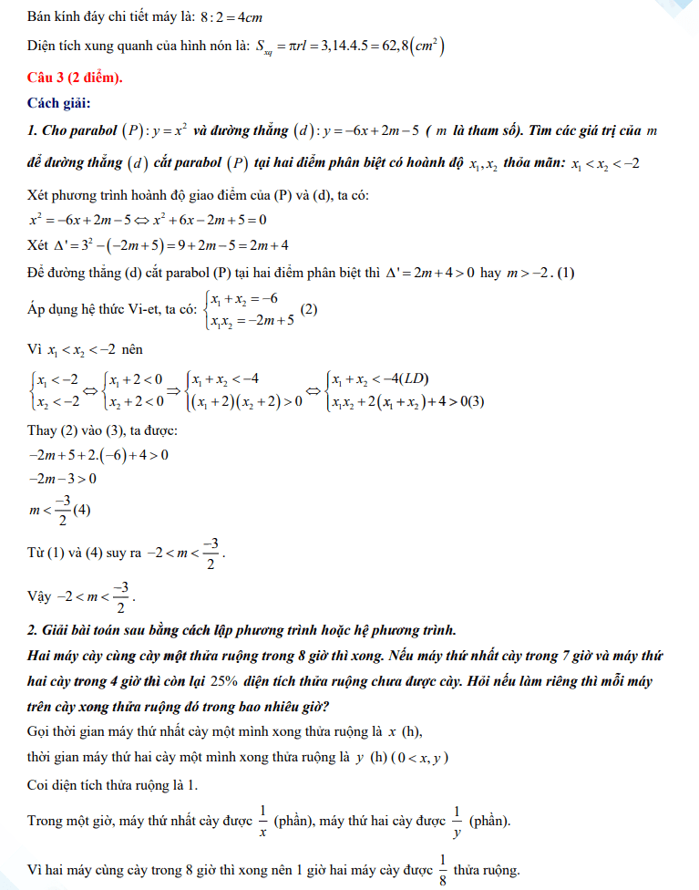 Giải đề thi vào 10 Hòa Bình môn Toán 2024
