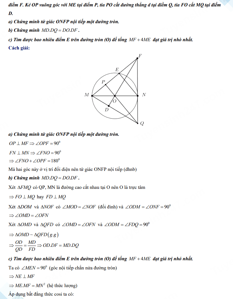 Đáp án đề thi tuyển sinh lớp 10 môn Toán Bắc Ninh 2024 2025