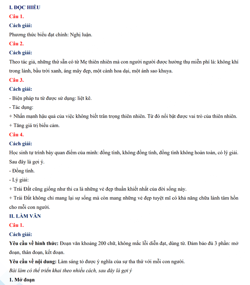 Đáp án đề thi tuyển sinh lớp 10 môn Văn Đồng Nai 2024