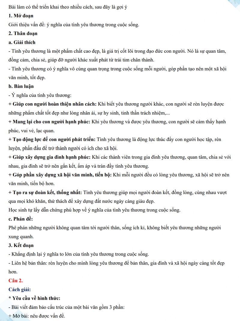 Đáp án đề thi tuyển sinh lớp 10 môn Văn Hậu Giang 2024 2025