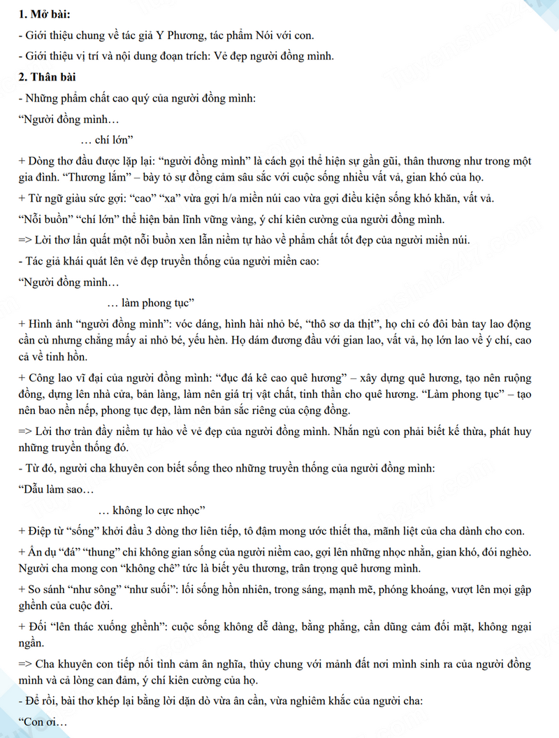 Đáp án đề thi vào lớp 10 môn Văn Nam Định 2024