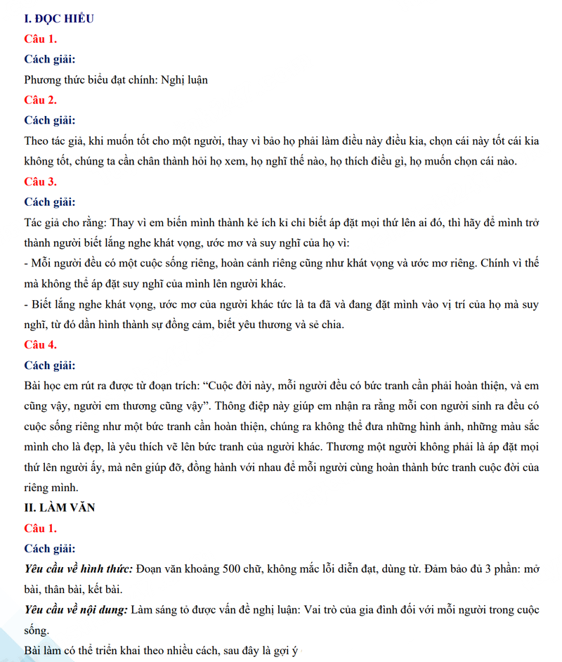 Đáp án đề Văn vào 10 Thái Bình 2024-2025