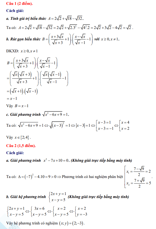 Đề thi tuyển sinh lớp 10 môn Toán Long An 2024