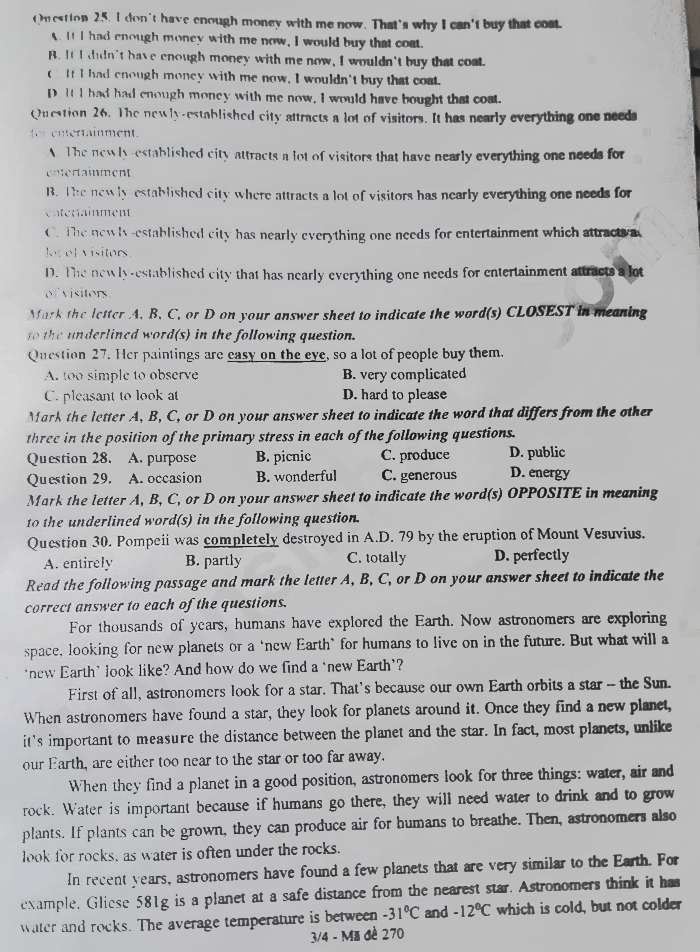 Đề thi tuyển sinh lớp 10 môn Anh Đắk Lắk 2024