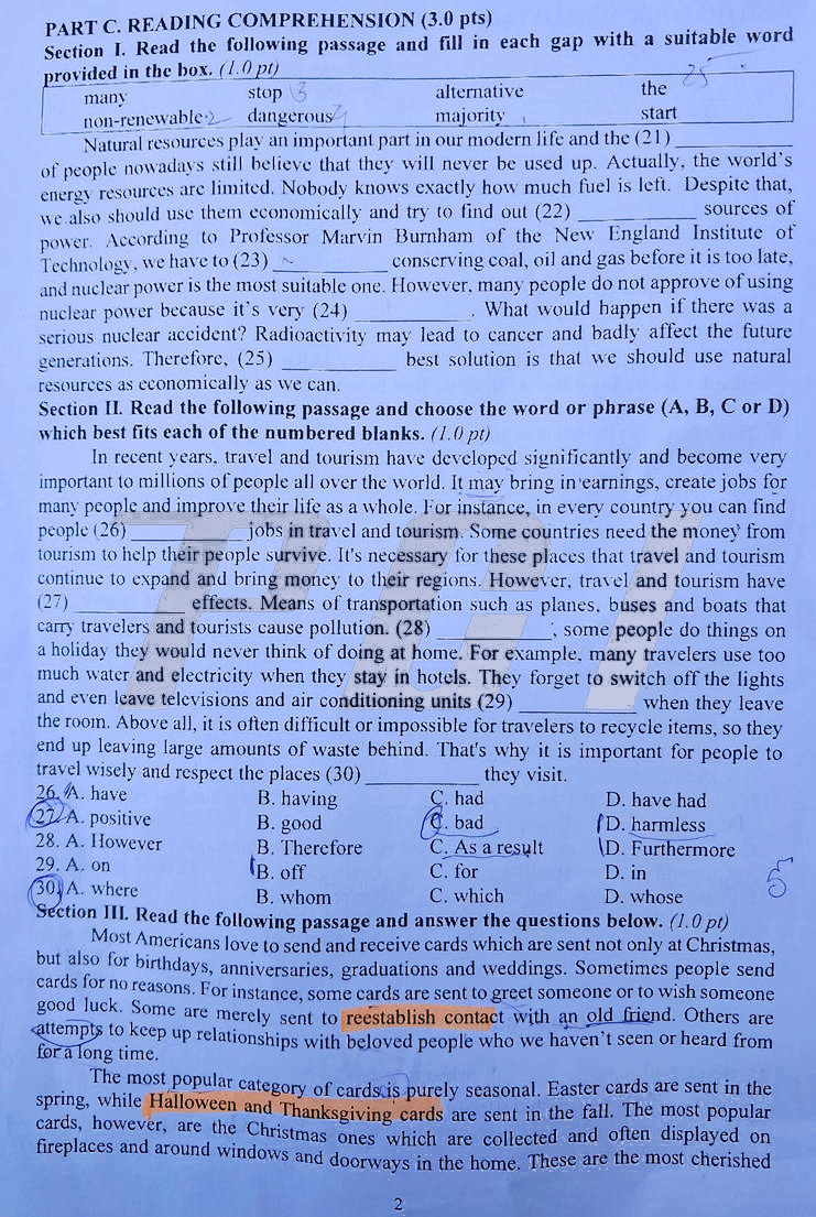 Đề Tiếng Anh thi vào 10 Quảng Ngãi 2024