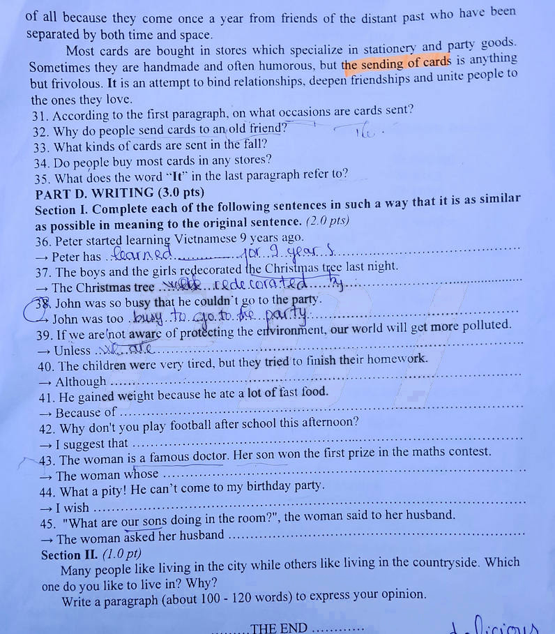 Đề Tiếng Anh thi vào 10 Quảng Ngãi 2024