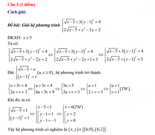 Đáp án đề thi tuyển sinh lớp 10 môn Toán 2024-2025 Nam Định
