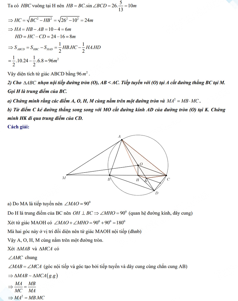 Đáp án đề thi tuyển sinh lớp 10 môn Toán 2024-2025 Nam Định