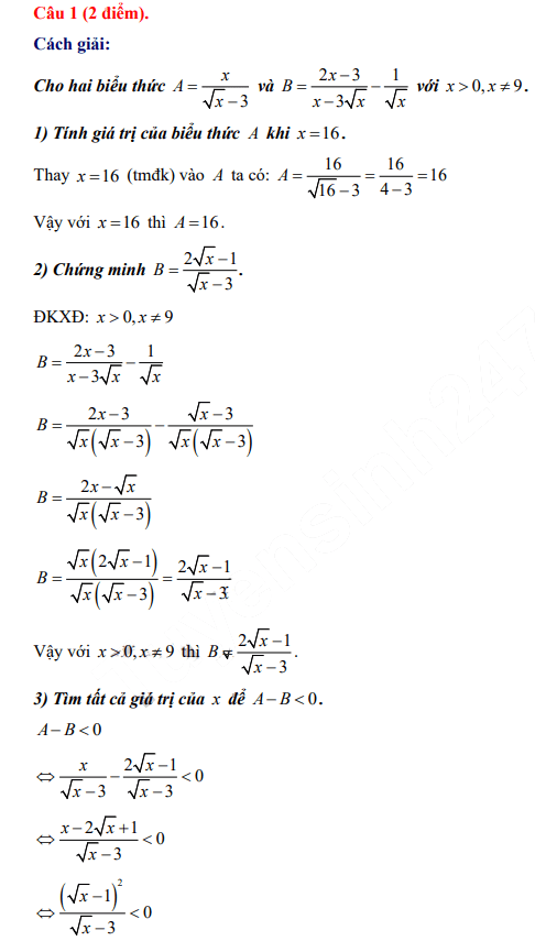 Đáp án đề Toán vào 10 hà Nội 2024-2025