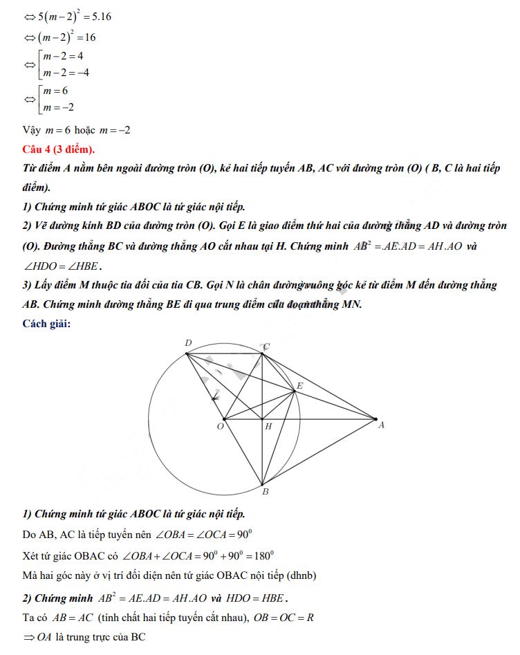 Đáp án đề Toán vào 10 hà Nội 2024-2025