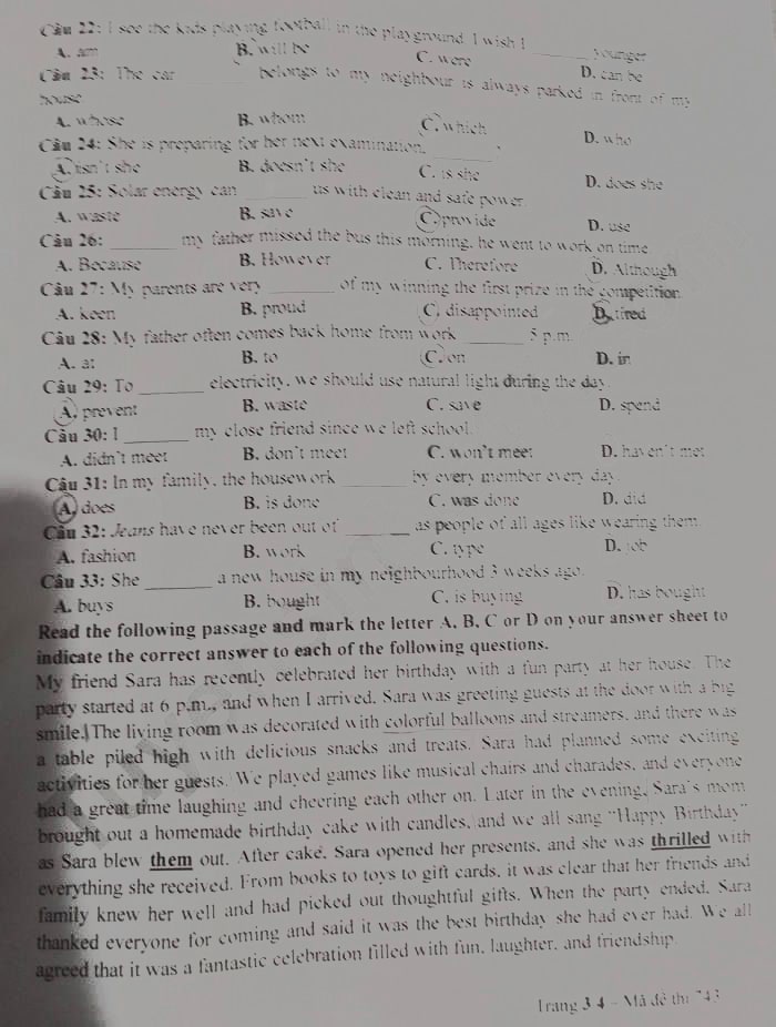 Đề thi tuyển sinh lớp 10 môn Anh Tây Ninh 2024-2025