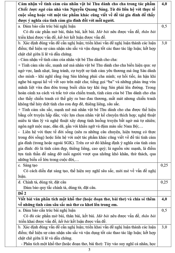 Đáp án đề Văn vào 10 TP HCM 2024-2025