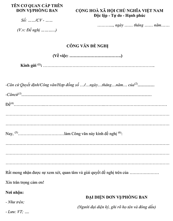 Mẫu công văn đề nghị
