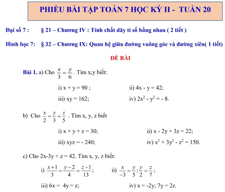 Phiếu bài tập cuối tuần Toán 7 Kết nối tri thức kì 2