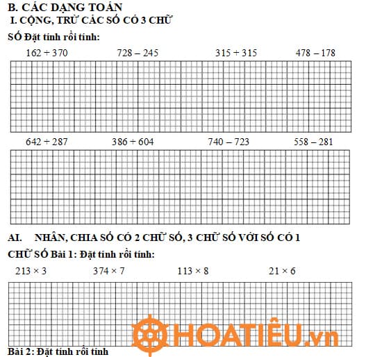 Ôn hè Toán lớp 3 lên 4