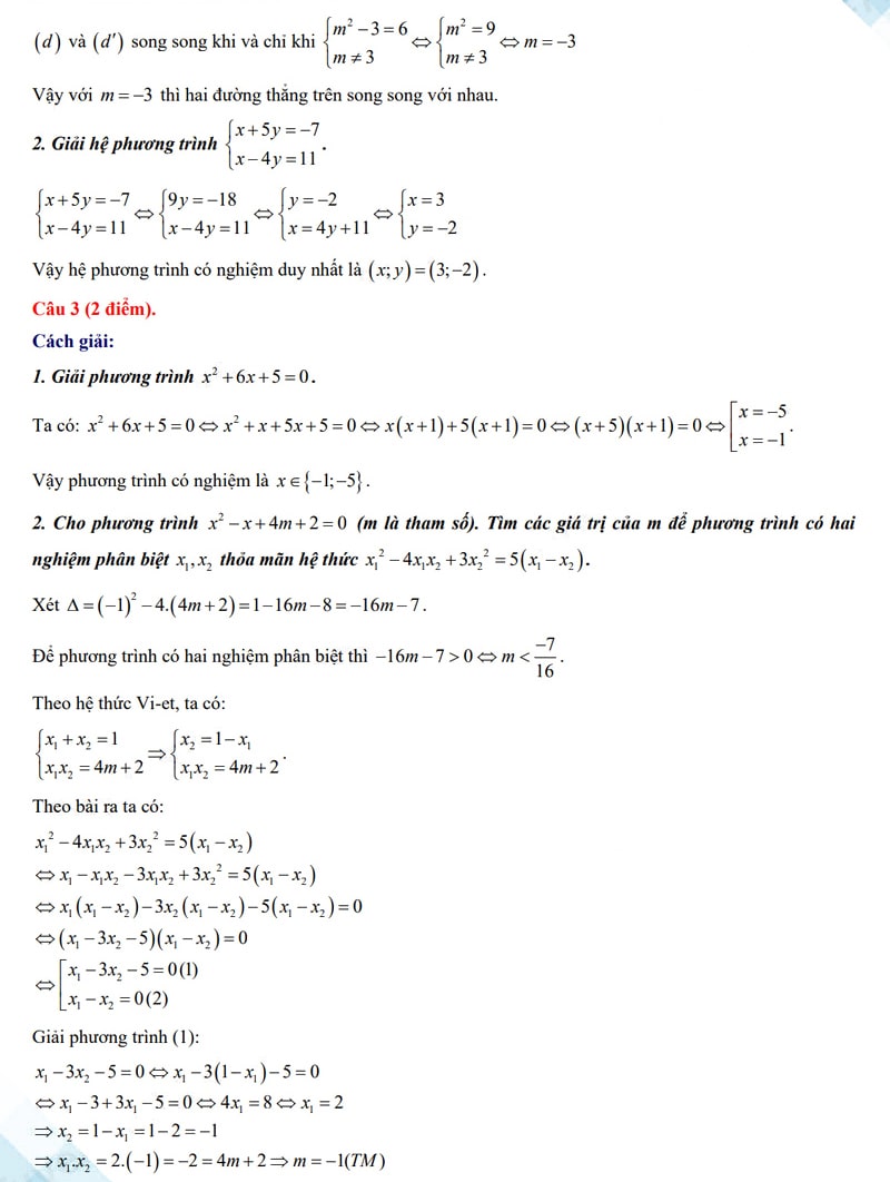 Đáp án đề thi tuyển sinh lớp 10 Thanh Hóa 2024