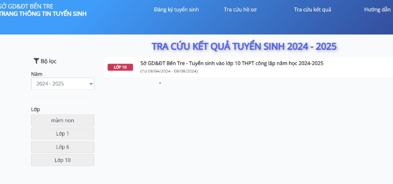 Tra cứu điểm thi tuyển sinh lớp 10 Bến Tre 2024