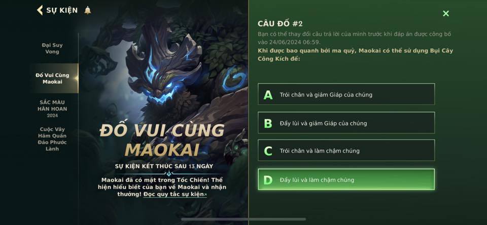 Đố Vui Cùng Maokai đáp án