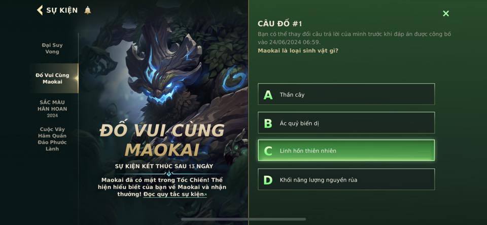 Đáp án Đố Vui Cùng Maokai 