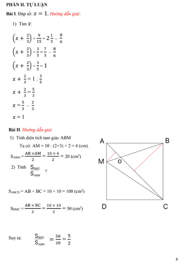 Đáp án đề thi tuyển sinh vào lớp 6 môn Toán trường THCS Nam Từ Liêm năm học 2024-2025