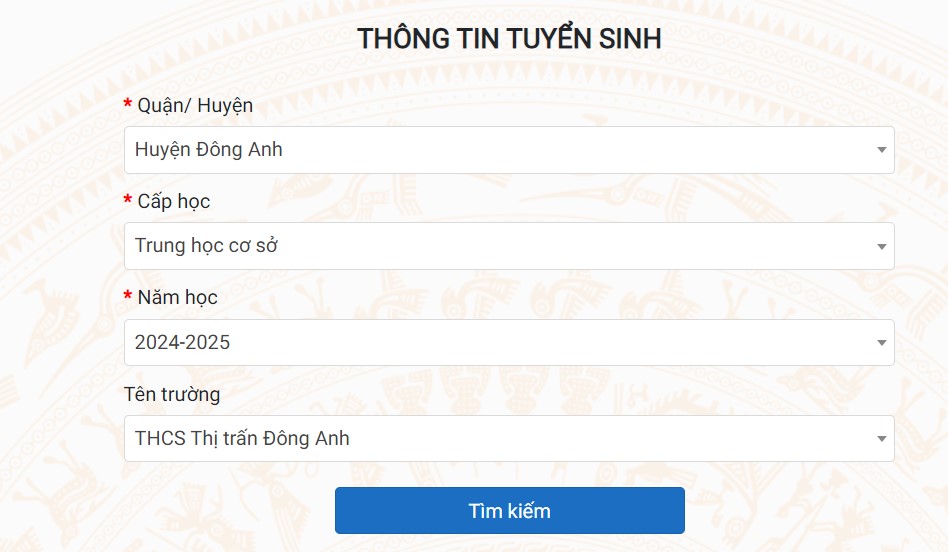 Tra cứu thông tin tuyển sinh đầu cấp 2024
