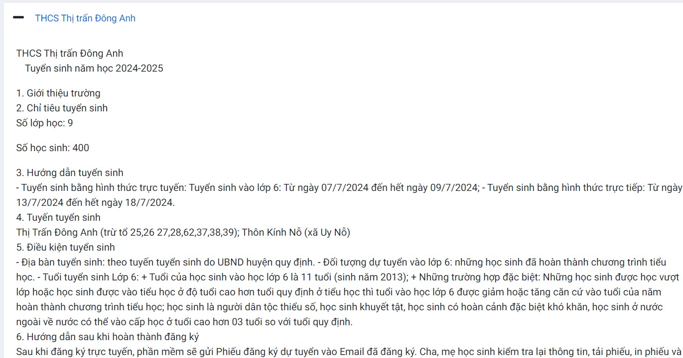 Tra cứu thông tin tuyển sinh đầu cấp 2024