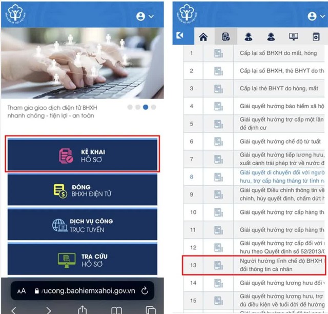 Đăng ký nhận lương hưu qua thẻ ATM bằng Cổng Dịch vụ công