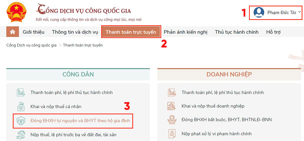 gia hạn bảo hiểm y tế trên Cổng dịch vụ công Quốc gia