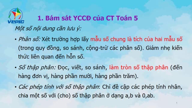 Slide bài giảng tập huấn SGK Toán 5 Cánh Diều