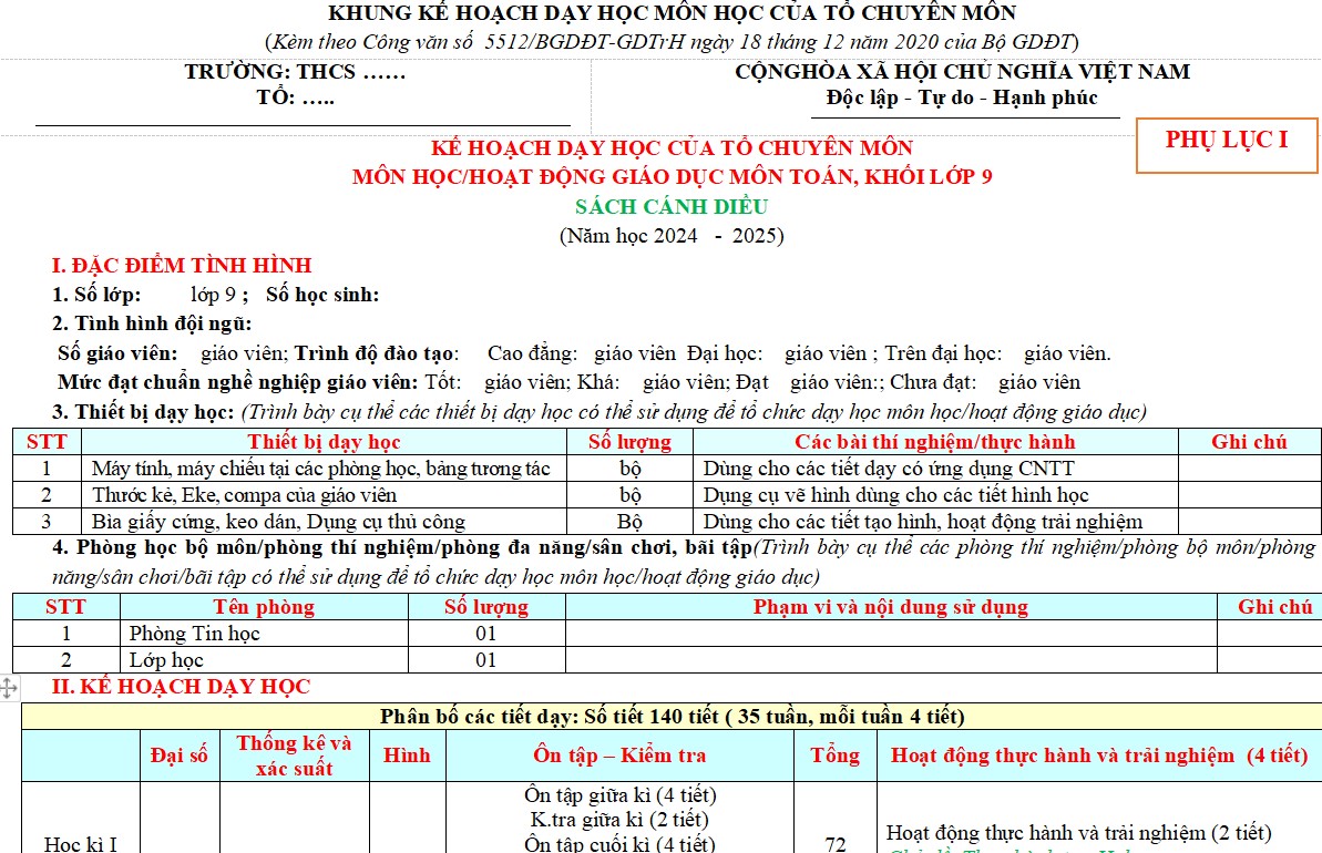 Phụ lục 1, 2, 3 Toán 9 Cánh Diều file word