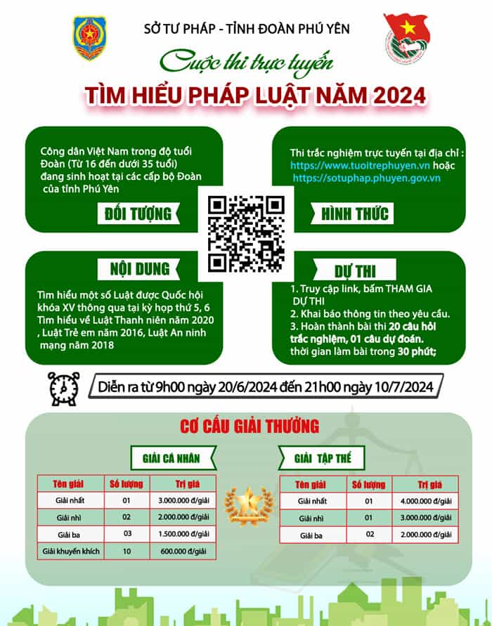Thể lệ Cuộc thi trực tuyến tìm hiểu pháp luật năm 2024 tỉnh Phú Yên