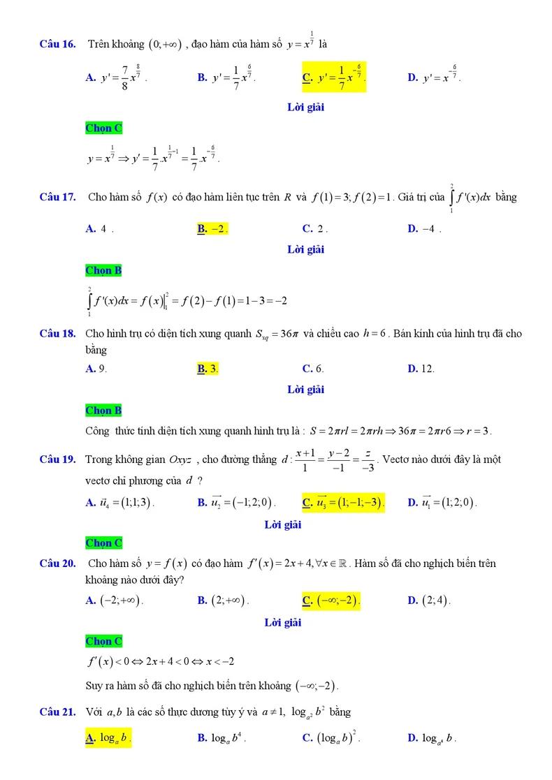 Giải chi tiết đề Toán THPT 2024 mã đề 103