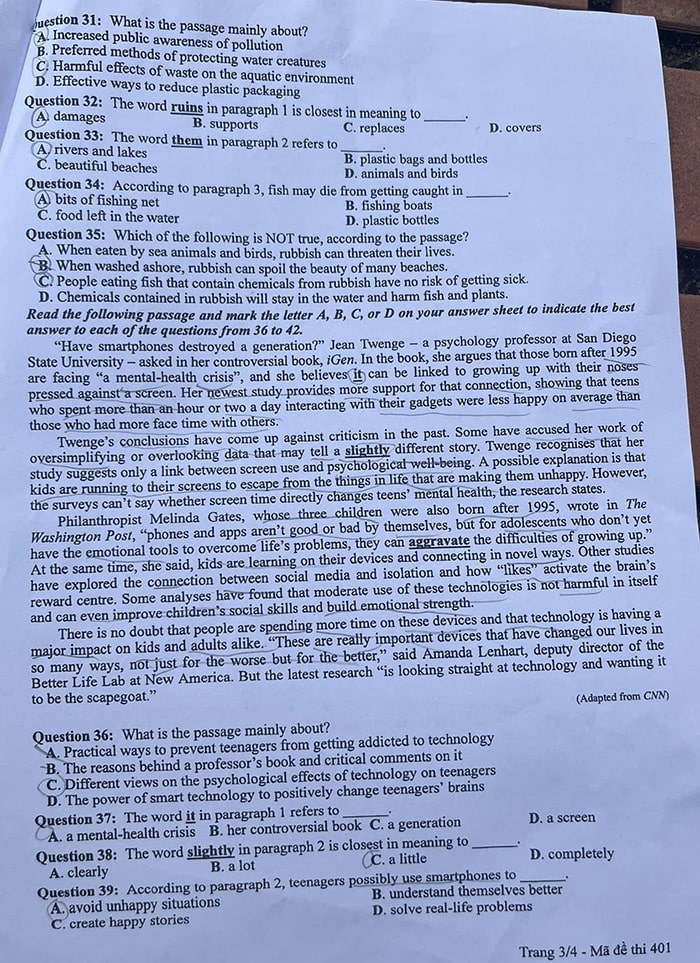 Đề thi THPT Quốc gia 2024 môn Anh 401