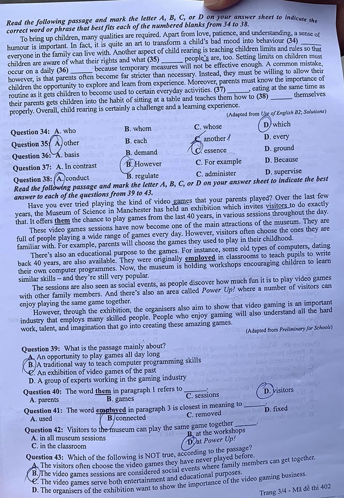 Đề thi THPT Quốc gia 2024 môn Anh 402