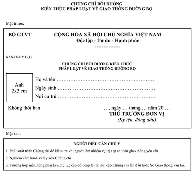 chung-chi-boi-duong-kien-thuc-phap-luat-ve-giao-thong-duong-bo