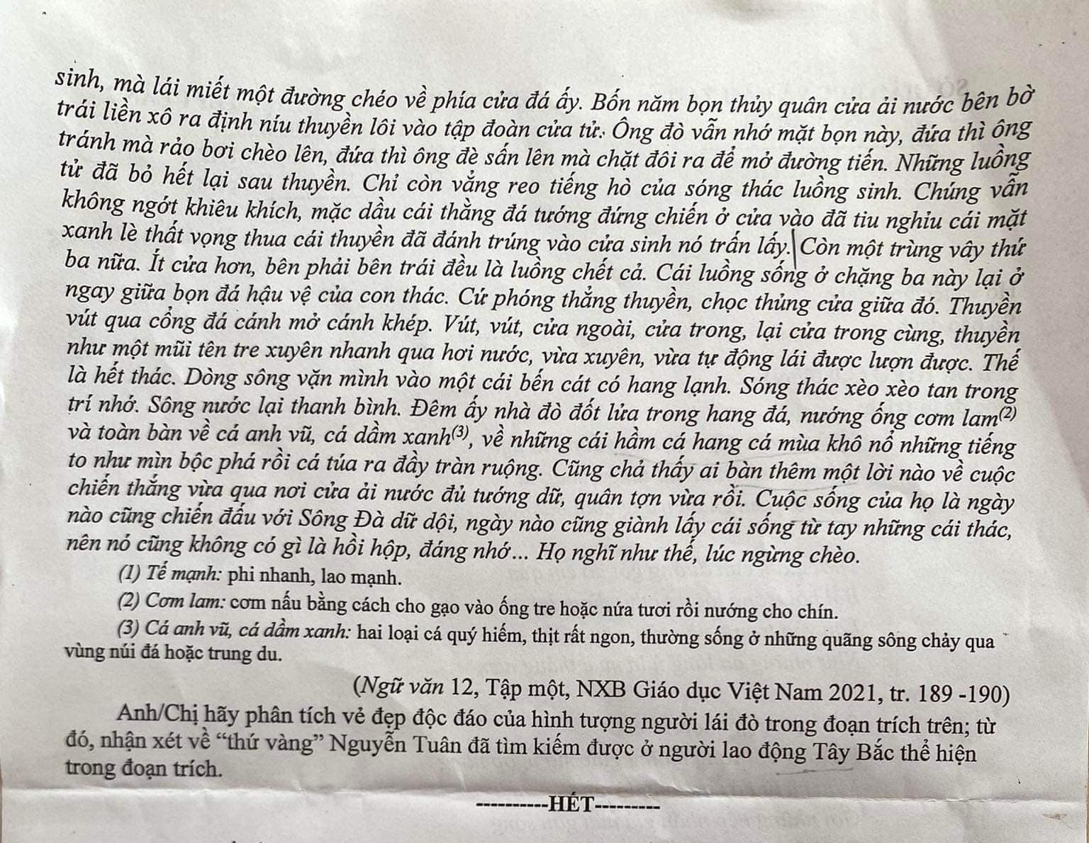  Đề thi thử tốt nghiệp Văn 2024 Nam Định
