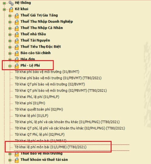 Tờ khai thuế môn bài
