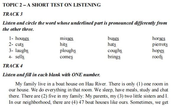 Đáp án File nghe sách Bài kiểm tra tiếng Anh lớp 6