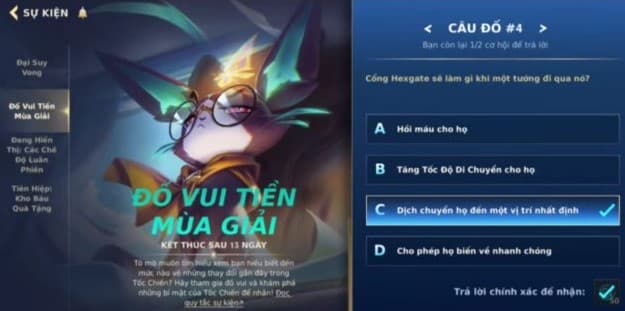 Trả lời câu hỏi Tốc Chiến