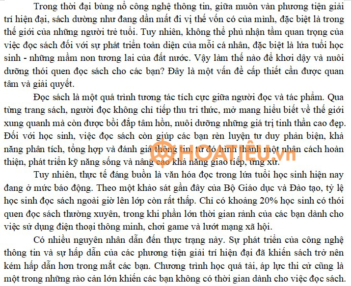 Nghị luận về vấn đề làm thế nào để rèn luyện thói quen đọc sách cho học sinh