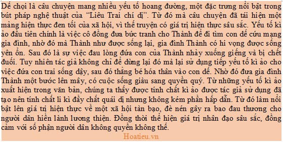 Nêu nhận xét của em về tính chất kì ảo của truyện Dế chọi